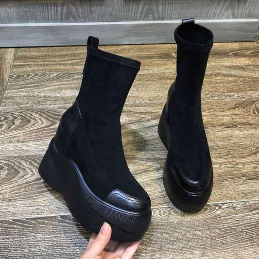 Muffin Platform Ankle Boots Increase Elasticity