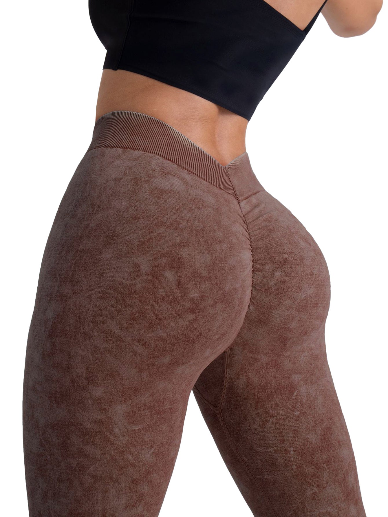 V Back Scrunch Butt Workout Leggings Women Seamless Gym Yoga Leggings High Waist