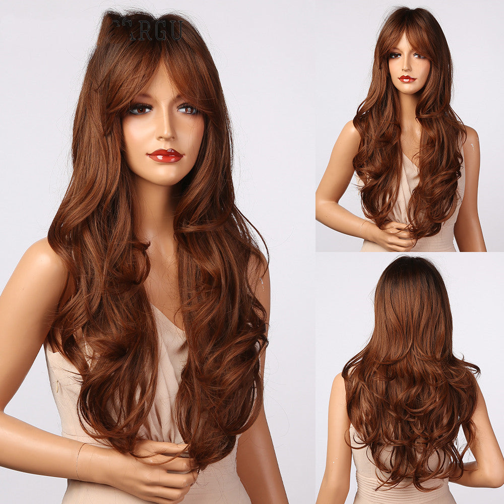 New European And American Fashion Wig Golden Gradient Color