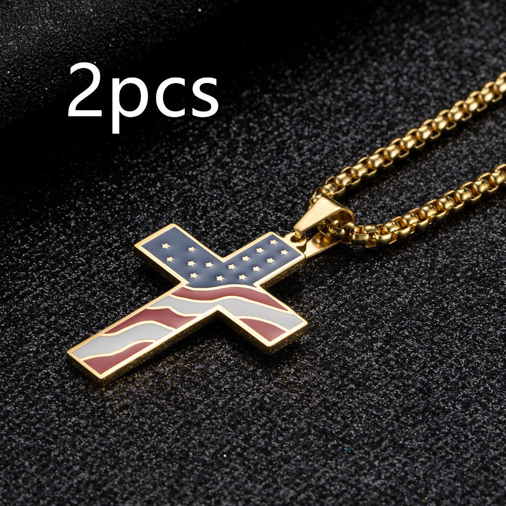 Flag Cross Necklace